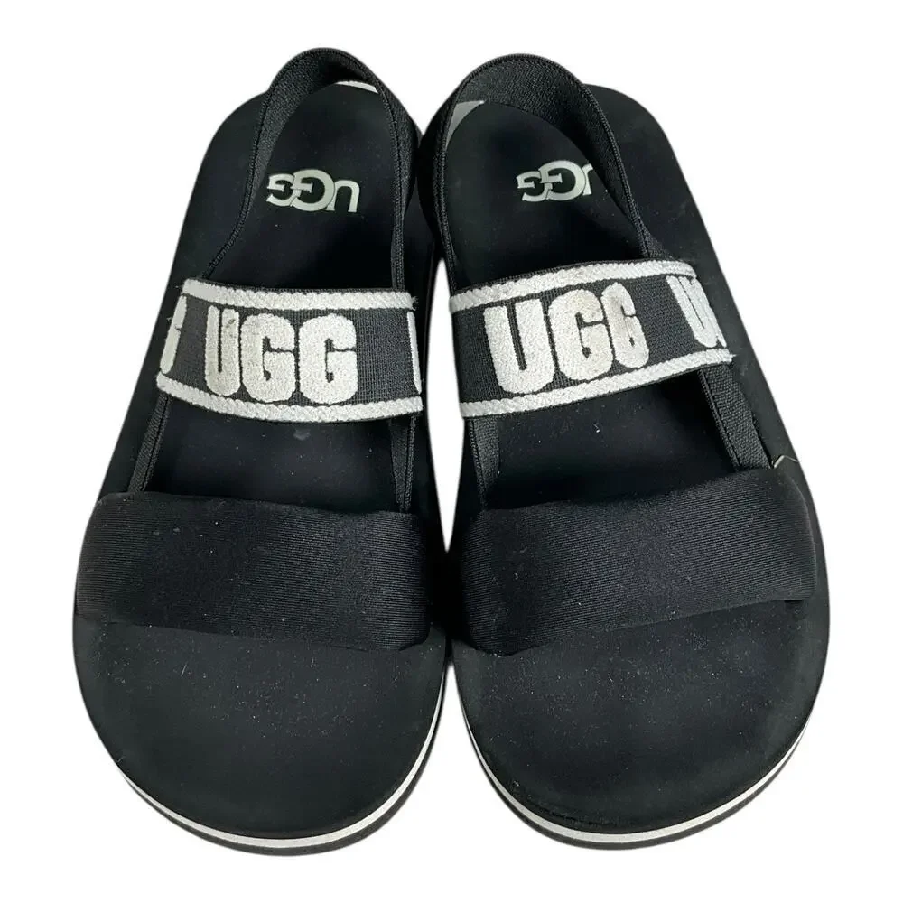 UGG Kids Kazuma Sling Sandals Size 13 Black & White Excellent Condition Summer
